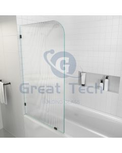 Frameless Frosted Bathroom Shower Single Fixed Panel With Radius